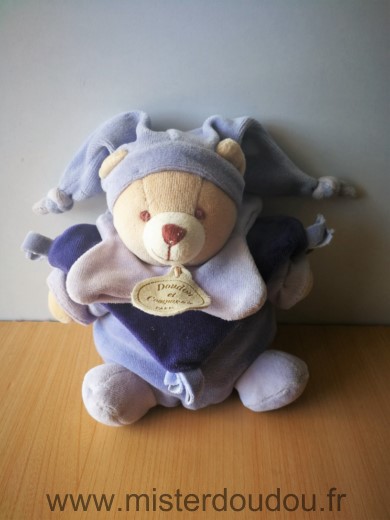 Doudou et compagnie Ours Bleu mauve - Très bon état