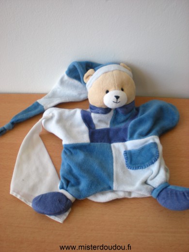 Ours Bleu mouchoir blanc Doudou et compagnie