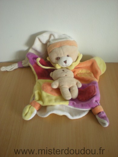 Ours Bordeau orange jaune violet Doudou et compagnie