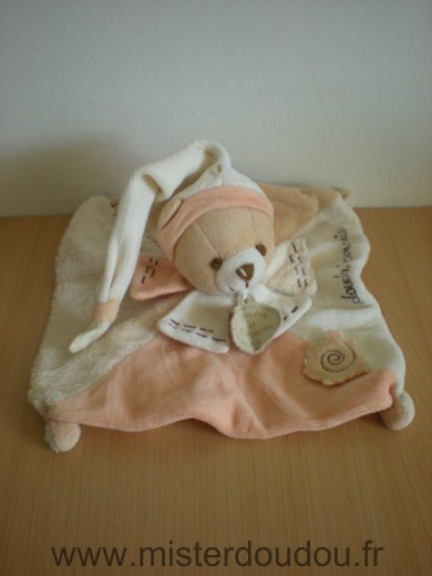 Ours Douvelours ecru rose saumon beige Doudou et compagnie