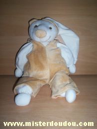 Ours Ecru avec une salopette marron Doudou et compagnie
