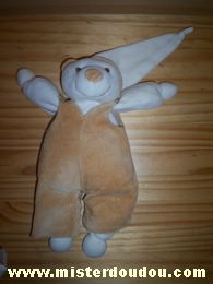 Ours Ecru salopette marron Doudou et compagnie