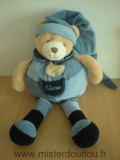 Ours Filou bleu bonnet bleu Doudou et compagnie