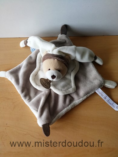 Doudou et compagnie Ours Gris blanc marron graine de doudou - Très bon état