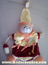 Ours Jaune rouge orange Doudou et compagnie