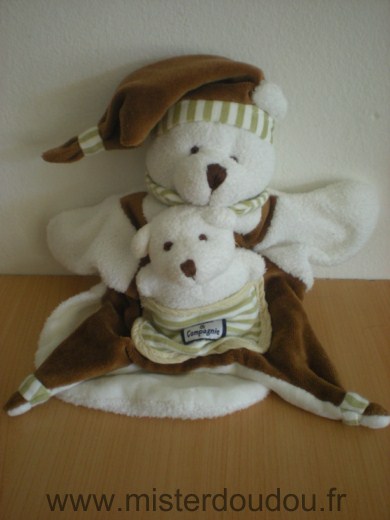 Ours Marron blanc avec bebe ours Doudou et compagnie