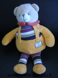 Ours Orange tissus rayé bleu vert rouge .... Doudou et compagnie