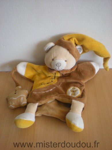 Doudou et compagnie Ours Ours avec pain d epice jaune marron - Très bon état