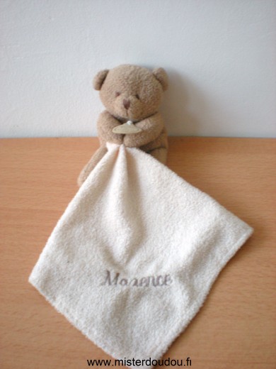 Ours Ours marron mouchoir beige brodé maxence Doudou et compagnie