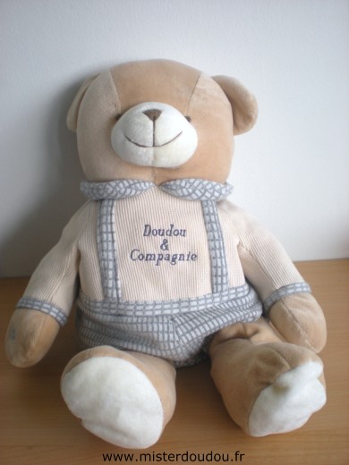 Ours Range pyjama beige gris Doudou et compagnie