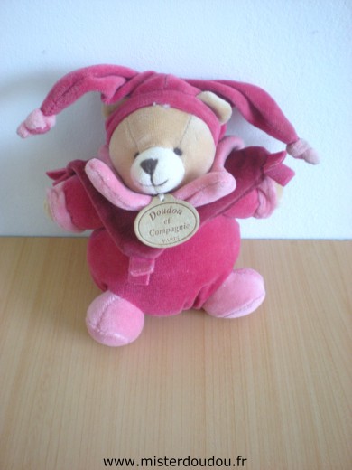 Doudou et compagnie Ours Rose fushia - Très bon état