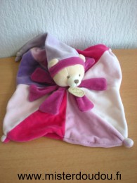 Ours Rose mauve violet Doudou et compagnie