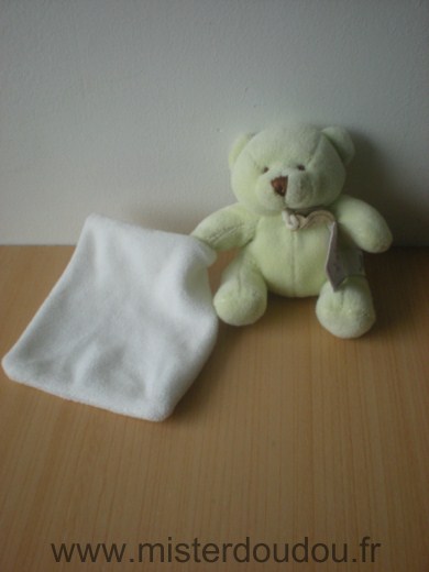Ours Vert mouchoir blanc Doudou et compagnie