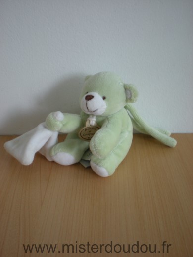 Ours Vert mouchoir blanc mon premier doudou Doudou et compagnie