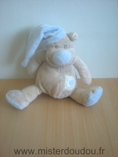 Doukidou Ours Beige bonnet bleu - Très bon état