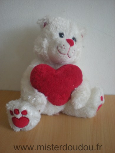 Ours Blanc coeur rouge Gipsy