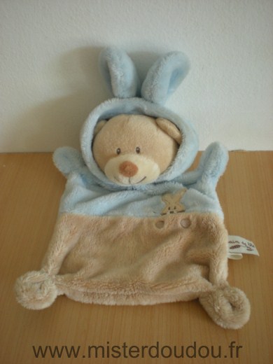 Ours Ours deguise en lapin bleu beige motif lapin Grain de ble