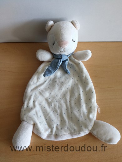 H et m Ours Beige points bleu foulard bleu - Très bon état