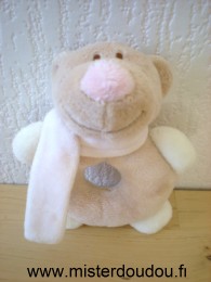Jollybaby Ours Beige nez et echarpe rose - Très bon état