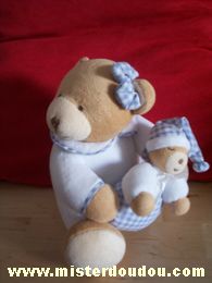 Kaloo Ours Blanc et vichy bleu - Très bon état