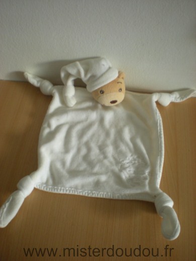 Ours Blanc velours dessus tissus dessous broderie kaloo en bas a droite Kaloo