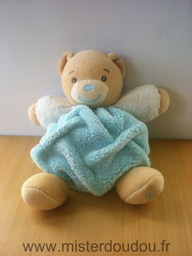 Ours Bleu turquoise blanc nez bleu Kaloo