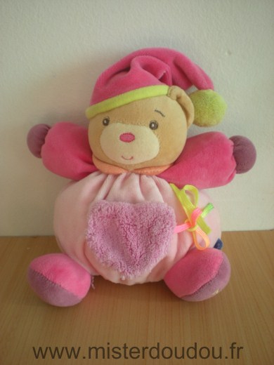 Ours Rose bonnet rose fushia coeur violet miroir Kaloo