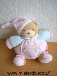 Kaloo Ours Rose coeur rose bras bleu - Très bon état