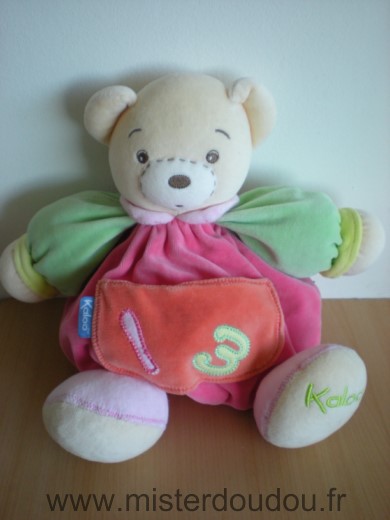 Kaloo Ours Rose vert poche orange 123 - Très bon état