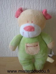 Kimbaloo Ours Vert jaune rose copain calin - Très bon état