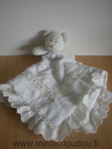 La galleria Ours Velour blanc dentelles blanches - Très bon état