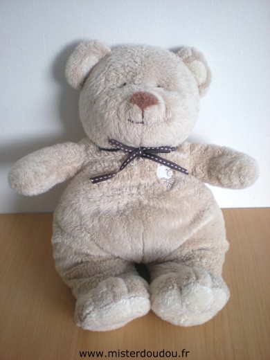 Lascar Ours Beige avec une tête d'ours brodée - Très bon état