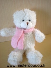Logitoys Ours Blanc écharpe rose - Très bon état