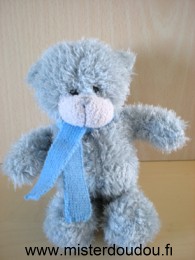 Logitoys Ours Gris écharpe bleue - Très bon état