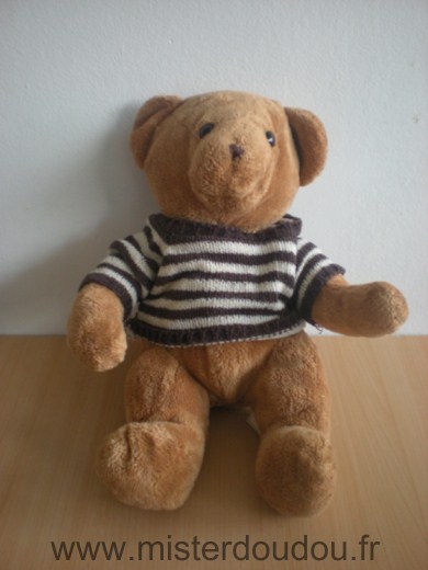 Ours Marron pull rayé blanc marron Lrmd