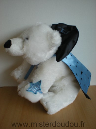 Marionnaud Ours Ours blanc cape bleu noir etoiles thierry mugler - Très bon état