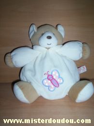 Marque Inconnue Ours Ecru avec papillon rose sur le ventre - Très bon état
