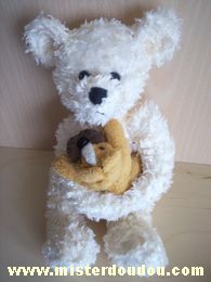 Ours Ecru avec son doudou chien marron Marque Inconnue
