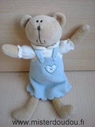 Ours Marron blanc robe bleue polaire coeur blanc Marque Inconnue