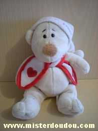 Ours Ecru écharpe blanche coeurs rouges Mgm