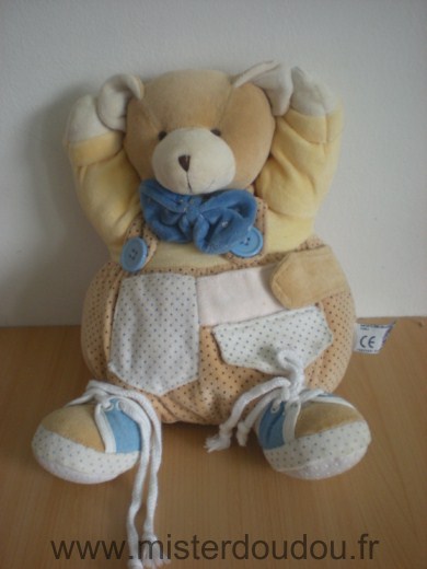 Mgm Ours Jaune beige blanc noeud bleu - Très bon état