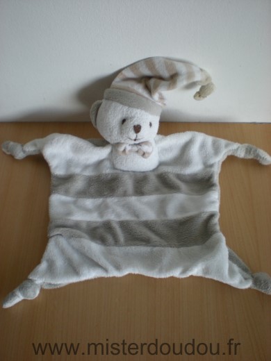 Mgm Ours Raye blanc gris dodo d amour credit mutuel - Bon état