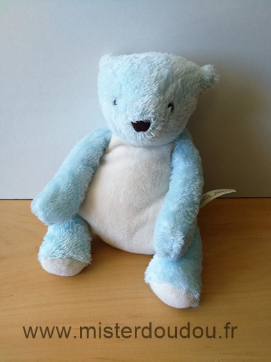Moulin roty Ours Bleu blanc à petits pas - Très bon état