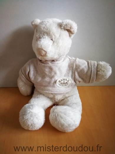 Moulin roty Ours Ecru pull beige basile et lola - Très bon état