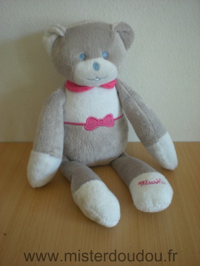 Ours Musti gris blanc rose Mustela