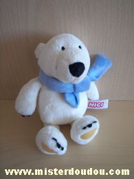 Nici Ours Blanc écharpe bleue - Très bon état