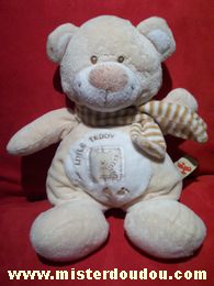 Ours Beige blanc écharpe rayée marron blanc Nicotoy
