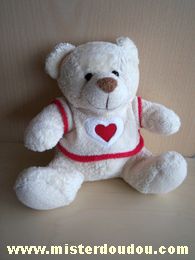 Ours Beige pull avec coeur rouge Nicotoy