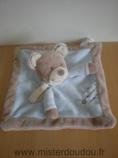 Ours Bleu beige echarpe ecrue Nicotoy
