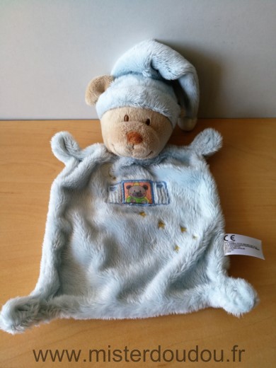 Nicotoy Ours Bleu bonnet bleu etoiles lune - Très bon état